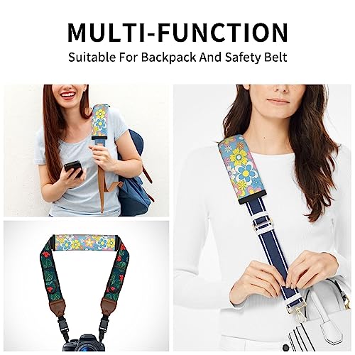 Stylish Retro Flowers Seat Belt Covers Soft Comfortable Shoulder Strap Pads for Adults Universal Car Accessories - Pack of 2 - color: Retro Flowers