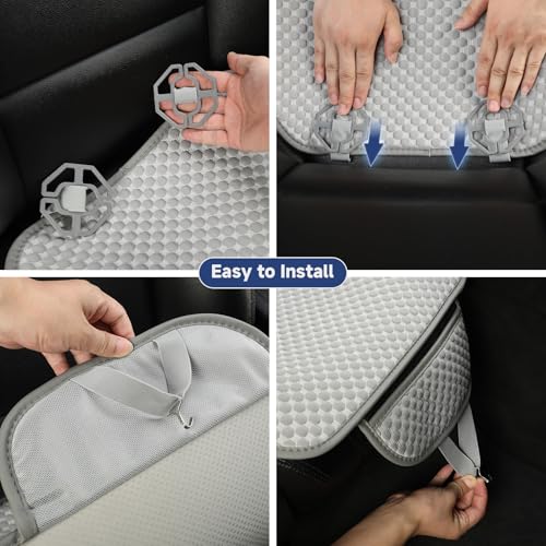 Ice Silk Front Car Seat Cover Protector Anti-Slip Bottom Seat Cover Fits 95% of Vehicles,Wrapping Around The Bottom,(Gray-2Pcs)