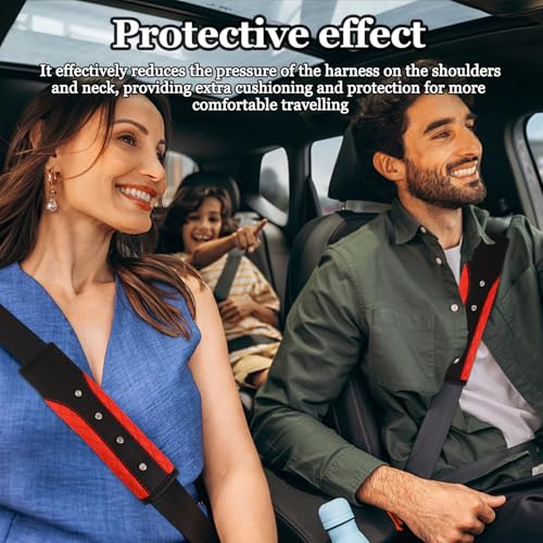 Hovom 2PCS Bling Car Seat Belt Cover Pad, Leather Seatbelt Covers for Cars, Soft Safety Seatbelt Shoulder Strap Covers, Rhinestone Auto Seat Belt Protector Cushion for Women Girls (Red) - color: Red