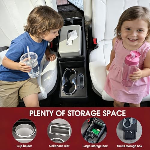 Center Console Between Seats for Trucks, SUVs, Minivans, Middle Van – 20.86"L x 7.06"W x 13.77"H – Floor/Bench Mount Large Storage Box with Locking & Sliding Lid, Dual Cup Holders, Armrest ,No Drill - size: 18 Wheelers Locking Design with Sliding Lid Desi
