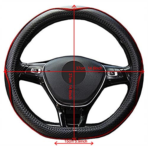 Mayco Bell Flat Bottom Steering Wheel Cover Anti-Slip,Safety,Soft,Breathable,Durable,Full Surround,Comfortable Grip Microfiber Leather (D-Shape,Black Red) - color: Black Red, size: D Shape