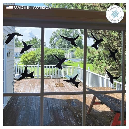 9-Pack Black Silhouette Hummingbird Window Clings for Glass Safety on Windows, Doors and Transparent Panels. Window Decals to Prevent Bird Strikes on Glass. Made in America. - size: 9 Count Black Hummingbirds