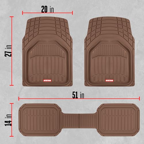 Motor Trend 943-BW FlexTough Defender Car Floor Mats -Next Generation Deep Dish Heavy Duty Contour Liners for Car SUV Truck & Van-All Weather Protection, Trim to Fit Most Vehicles (Brown) - color: Brown, style: FlexTough NextGen