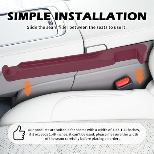 2PCS Car Seat Gap Filler Organizer,3 in 1 Car Seat Side Gap Filler with Hook for Avoiding Dropped Items,Universal No Drop Seats Guard for Filling Gaps 1.37-1.49 Inch Wide (Red) - color: PermiumRed