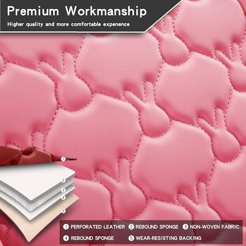 INZU Cute Cartoon Rabbit Comfortable Car Seat Covers with Waterproof PU Leather Suitable for Most 5 Seats Cars SUV and Pick-up Truck Universal Fit Set (Pink) - color: Pink