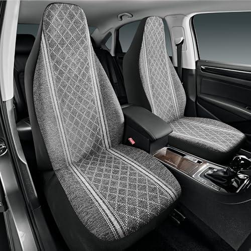 Road Comforts Baja Blanket Seat Covers Gray Diamond High Back Bucket Seat Covers - Jacquard Fabric, Airbag Compatible, Universal Fit for Cars, Trucks, SUVs, and Vans - color: High Back Gray