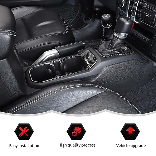 Carbon Fiber Cup Holder Trim Cover Gear Shift Cover Center Console Decoration Interior Accessories Compatible with Jeep Wrangler JL JLU & Gladiator JT 2018-2024
