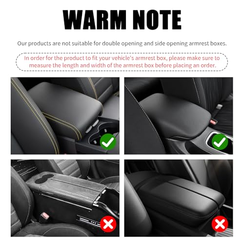 5-in-1 Car Center Console Cover,Leather Car Armrest Cover with Cup Holder/Storage Pocket/Phone Holder/Cars Tissue Holders,Thickened Cars Armrest Storage Box for Relieving Elbow Fatigue (Black) - color: Black