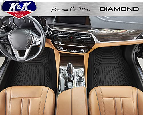 K&K Auto Accessories 3D Car Floor Mat Thick 8 Lb Heavy Duty Durable Universal Diamond Black Deep Dish for Cars SUVs Minivan Truck - color: Diamond Black