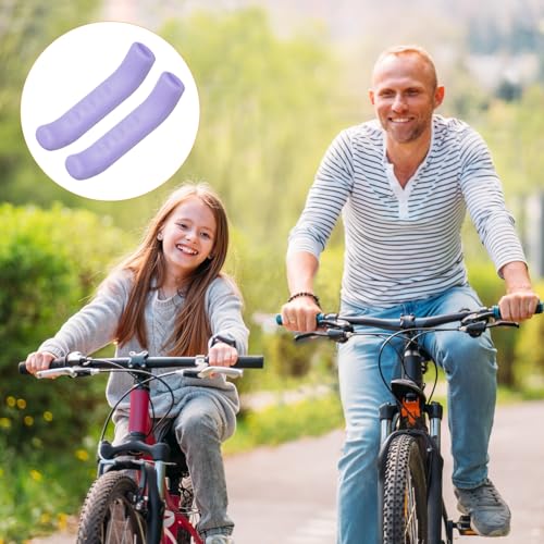 HARFINGTON 1 Pair Bike Brake Lever Cover Silicone Brake Lever Grip Protector Anti-Slip Brake Handle Protection Covers Sleeve for Mountain Road Bike Cycling, Purple - color: Purple