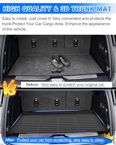 Cargo Liner for Chevy Suburban & GMC Yukon XL 2021-2025 2026, All Weather Cargo Mat for Suburban Accessories, Behind The 3rd Row Seats Trunk Mat, Heavy Duty Car Mats, Car Accessories - size: 5)Chevy Suburban & GMC Yukon XL 2021-2026