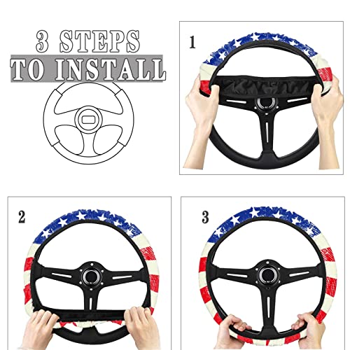 GLENLCWE American Flag Auto Steering Wheel Cover Non-Slip Universal for 15 inch - color: American Flag