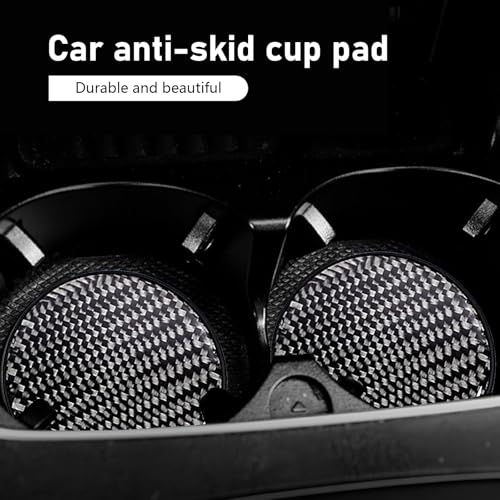 2PCS Car Cup Holder Coasters, Carbon Fiber Coaster, 2.68" Waterproof Non-Slip Insert Water Bottle Coaster Pad, Universal Drink Mat for Car Truck SUV, Auto Interior Accessories(Black) - color: black