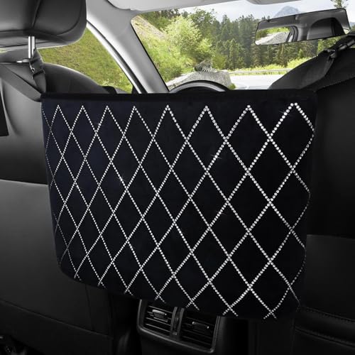 eing Car Organizers and Storage Purse Holder, Large Capacity Car Net Pocket Handbag Holder, Automotive Consoles & Backseat Organizer, Leather Back Seat Bag Between Car Front Seats (Black&White) - color: Black&white