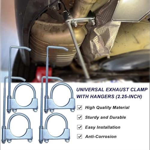 2.25" Universal Exhaust Clamp with Hanger, Muffler Hanger Exhaust Hanger for Cars, Trucks (4 Pcs) - size: 2.25 Inch-4 PACK