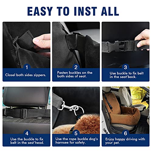 Dog Car Seat Pet Booster Seat Pet Travel Safety Car Seat,The Dog seat Made of Materials is Safe and Comfortable, and can be Disassembled for Easy Cleaning (Brown) - color: Brown