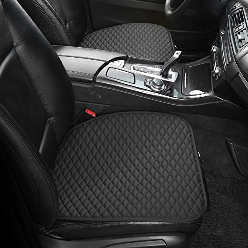 Pu Leather Car Seat Bottom Covers Protectors Include 1 Pair Front Driver Seat Pad Mat and 1 Rear Bench Cover Universal Fit 90% Vehicles,Black - color: A-Black, size: Universal Fit - Full Set
