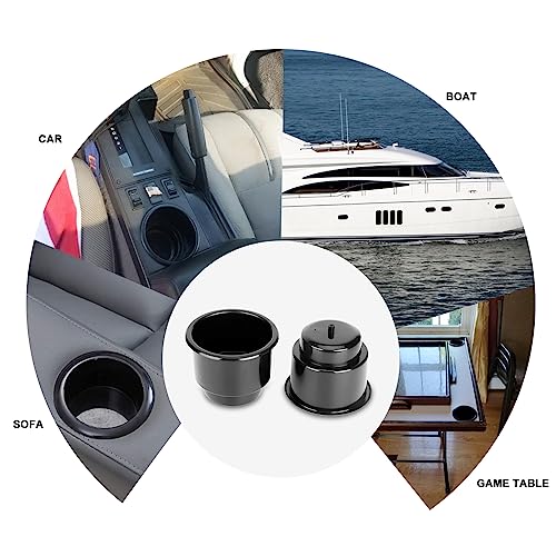 (Set of 3) Amarine-Made Black Recessed Plastic Cup Drink Can Holder with Drain for Boat Car Marine Rv - Black - size: 3