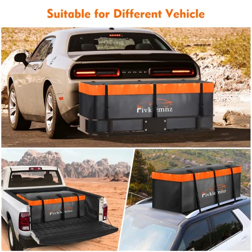 Hitch Mount Cargo Carrier Bag, 20 Cubic Feet 100% Waterproof Car Tray Luggage Bag (59" 24" 24") with 6 Reinforced Straps + 1 Combination Lock, Fits for All Vehicles with Steel Trailer Basket - size: 20 Cubic Feet