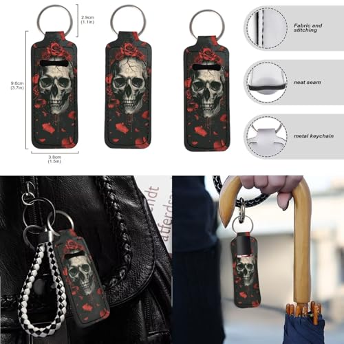 Skull Rose Printed 15 Pcs Car Interior Covers Set, Car Accessories Set Front Rear Car Seat Covers with Steering Wheel Cover Seat Belt Covers Car Headrest Cover Car Coaster - color: Black and Red-Skull Rose