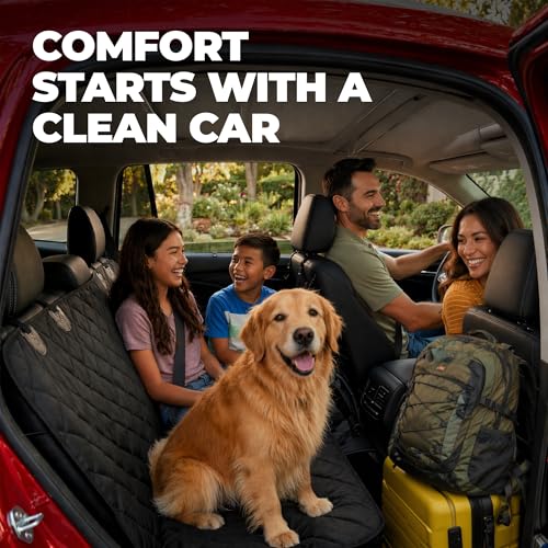 Pryze Dog Car Seat Cover for Back Seat with Mesh Window & Side Flaps | 100% Waterproof Dog Hammock for Cars Trucks & SUVs | 600D Heavy Duty Scratch Proof Nonslip | Easy Install & Machine Washable