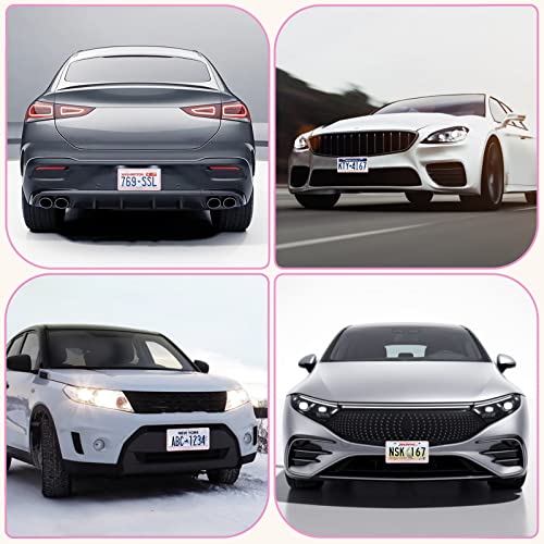 QUANQIUFEI 2 Pack Bling License Plate Frames for Women, Sparkly Rhinestone Diamond Car Accessories with Glitter Crystal Caps (Pink) - color: Pink