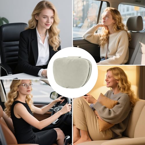 Car Headrest Pillow for Driving, Dual-Sided Leather Design Neck Pillow, Breathable Softness Neck Support, Universal Fit Head Rest Travel Pillow, Off White (Beige), 1 Pack - color: Off White (Light Gray)