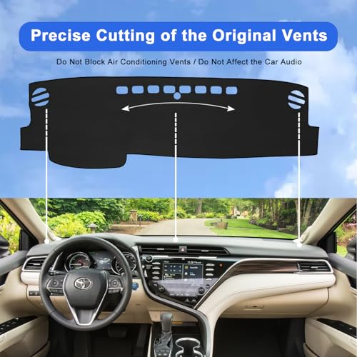 Dashboard Dash Cover Mat for Toyota Camry 2018 2019 2020 2021 2022 2023 Polyester Custom Fit Toyota Camry Accessories Dash Cover Black Trim (Camry 2018-2023, Black) - size: Toyota Camry 2018-2023