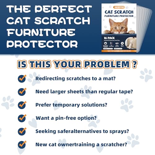 16PCS Large Anti Cat Scratch Furniture Protector for Sofa, Doors, Couch Corner Protectors from Cats Claws Scratching, Heavy Duty Anti-Claw Shield for Fabric Sofas