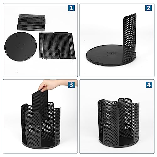 Cup and Lid Organizer Cup Dispenser Coffee Cup Organizer Paper Cup Holder Rotating for Bathroom, Restaurant, Break Room, Coffee Station, Bar, Buffet, Kitchen Cabinet, Countertop,4 Compartment - color: Black