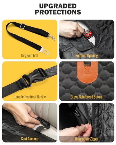 Back Seat Extender for Dogs, Waterproof Dog Car Seat Cover for Back Seat with Hard Bottom, Upgraded Material, Anti Scratch, Easy to Use and Clean, Holds 420lbs - size: Standard - 600D Oxford Fiber
