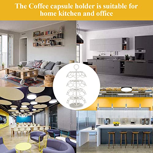 Coffee Pod Carousel Holder,Compatible with K-Cups Organizer Compatible with 36 Cup Pods,Spins 360-Degrees - color: WHITE