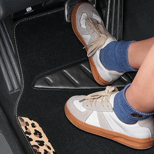 CAR PASS Leopard Print Faux Leather Car Seat Covers & Leopard Car Mats&Leopard Steering Wheel Cover Seat Belt Pad Universal Car Accessories for SUV,Van,Saden,Truck Automobile Interior Sets - color: Leopard combo
