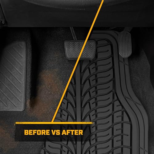 Cat® ToughTread™ Front & Rear Full Set of Floor Mats for Cars - All-Weather Heavy-Duty Trimmable Universal Fit Rubber Mat Truck & Car Accessories - Automotive Floor Mats for SUVs Car Interior - style: ToughTread Tire