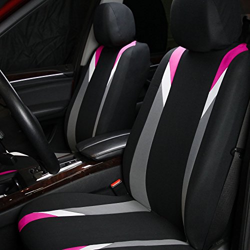 FH Group Premium Modernistic Flat Cloth Car Seat Covers β Universal Fit, Washable Seat Covers for SUV Sedan Van, Pink, Full Set - color: Pink, size: Full Set