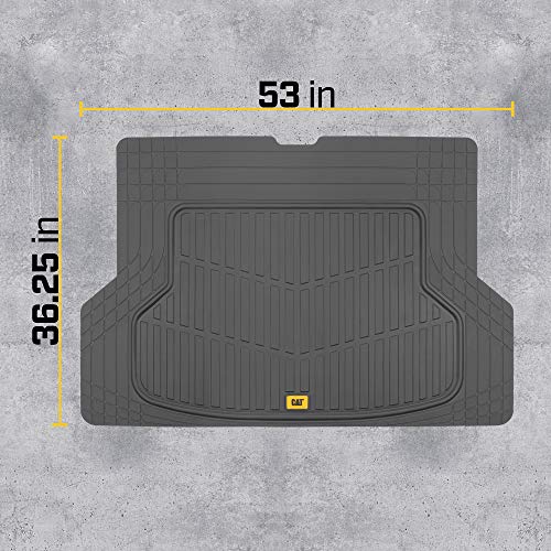 CAT® Large Heavy Duty Rubber Floor Mat & Cargo Trunk Liner for Car, SUV, Van, Sedan, Truck – Trim-to-Fit, All-Weather Deep Dish Ridges for Dirt Protection, Front and Rear Mats Black - style: DuraShield Cargo Combo