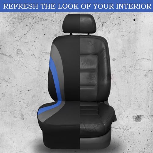 CAR PASS Line Rider Sporty Front Seat Covers, Blue Car Seat Covers Two Front Seats Only, Airbag Compatible,Universal Fit Sedans,Cars,Vans,SUV,Truck(Black and Blue) - color: Black and Blue, size: Two Front Seat