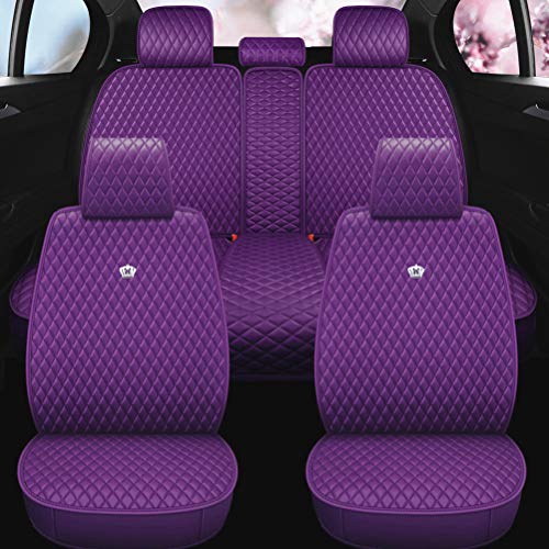 Red Rain Purple Car Seat Cover Full Set Universal Leather Front and Rear Seat Covers Auto Seat Covers (AA-Purple) - color: AA-Purple
