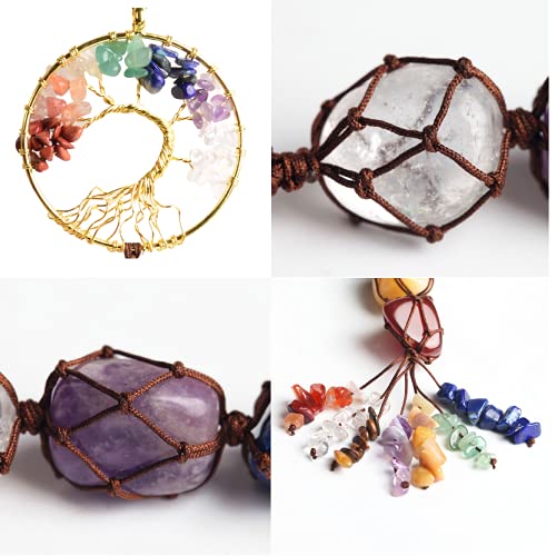 7 Chakras Stones Healing Crystals Tree of Life Wall Hanger Tumbled Gemstones Meditation Hanging Ornament Christmas Tree Memorial Hanging Pendant - color: A-style 2