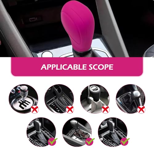 MLY 2 PCS Pink Gear Shift Cover, Flexible Silicone Anti-Slip Shift Knob Cover, Scratch-Proof Protector with Opening Design, Universal Shifter Handle Cover for Car Accessories (Pink)