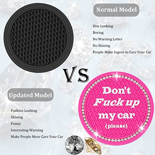 Car Cup Coaster 2 Pack, Universal Cup Holder Inserts, Bling Car Accessories (Rose Red, 2PC) - color: Rose Red-2pc