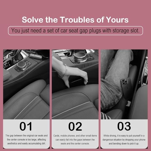 Car Seat Gap Filler 2 Pack, Auto Seat Side Gap Filler Organizer with Storage Slot & Hook, 3 in 1 Carseat Gap Spacer Plug Strip Universal Fit Car SUV Truck Fill The Gap Between Seats & Console, Black