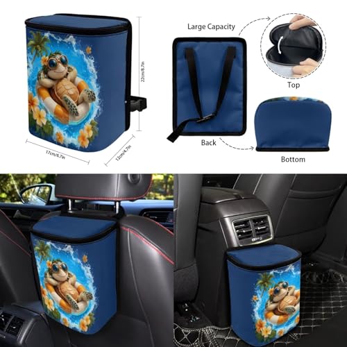 Forchrinse Hawaiian Sea Turtle Car Seat Covers 15 Pcs Auto Interior Cover Set with Steering Wheel Cover,Armrest Seatbelt Pads,Car Garbage Can,Coaster,Handbrake Gearshift Cover for SUVs Trucks - color: Hawaiian Sea Turtle Pattern