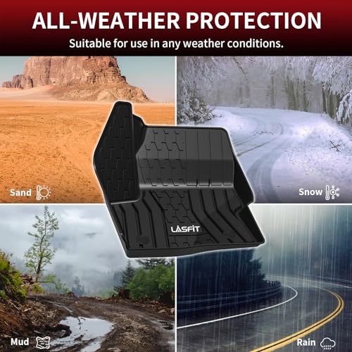 LASFIT Floor Mats for 2015-2019 Lincoln MKC, Custom Fit All Weather TPE Floor Liners, Full Coverage Front & 2nd Row 3-Pcs Set, Black - size: 30*22*5