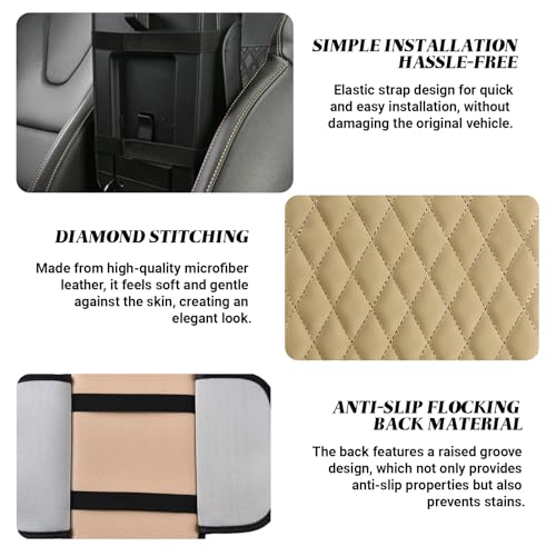 Car Center Console Cover, Upgraded Microfiber Car Armrest Cover Cushion, with 2 Storage Bags Scratch, Resistant Leather Cars Armrest Storage Box Universal Vehicles Accessories (Beige) - color: Beige