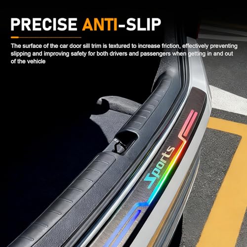 5 PCS Car Door Sill Protector, Anti-Scratch Rear Trunk Bumper Strip, Laser Car Door Edge Guards, Waterproof Threshold Trim Stickers, Universal for Cars Trucks SUVs (Black)