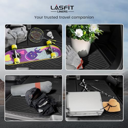 LASFIT Cargo Mat with Backrest Mat for Honda Pilot 2016-2022, Split & One-Piece Foldable Seating TPE Custom Fit Trunk Mat Cargo Liner with Seatback Mat Accessories, Black - style: 4)For Honda Pilot | 2016-2022 | Trunk Mat