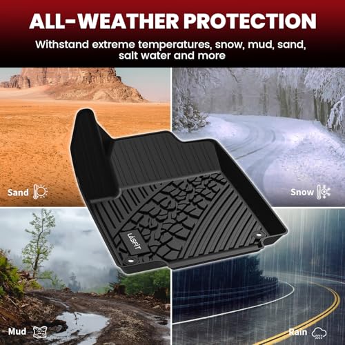 LASFIT Floor Mats for Jeep Cherokee 2015-2023 (Not Fit with Raised Dead Pedal) All Weather TPE Custom Fit Car Mats Floor Liners 1st & 2nd Row, Black - style: Cherokee 2015-2023 Floor Mats