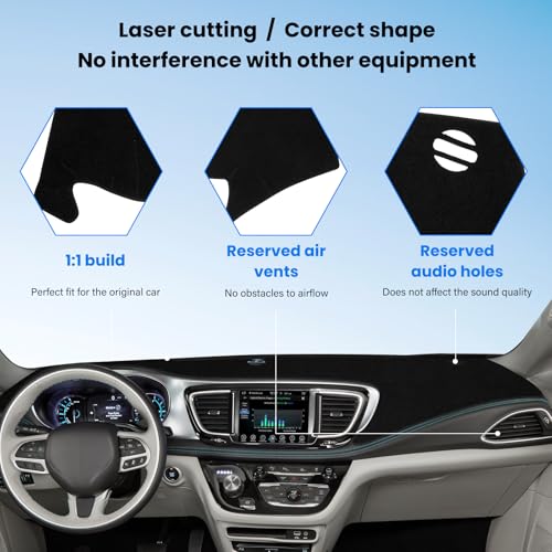 Dash Cover Mat Compatible with Chrysler Pacifica 2017-2025 Car Interior Dashboard Cover Mat Nonslip Dashmat Sunshade Glare UV Rays Protector Accessories Custom Fit - size: Compatible with Pacifica 2017-2025