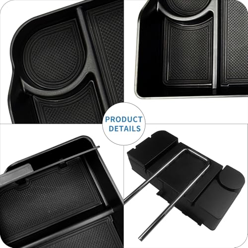 Center Console Seat Headrest Organizer for 2011-2024 2025 2026 Ford F150 F250 F350 F450 F550 F650 Accessories, Storage Tray with Non-Slip Rubber Mat (Jump Seat Only)